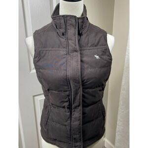 Abercrombie & Fitch Womens S Down‎ Puffer Vest Brown Snap Front   **READ**